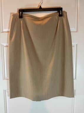 Preston & York Tan Knee-Length Pencil Skirt with Back Slit